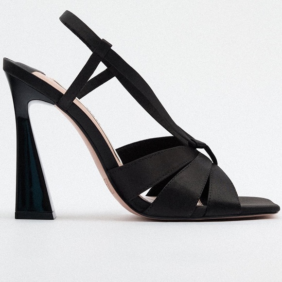 Zara high heel satin fabric sandals
